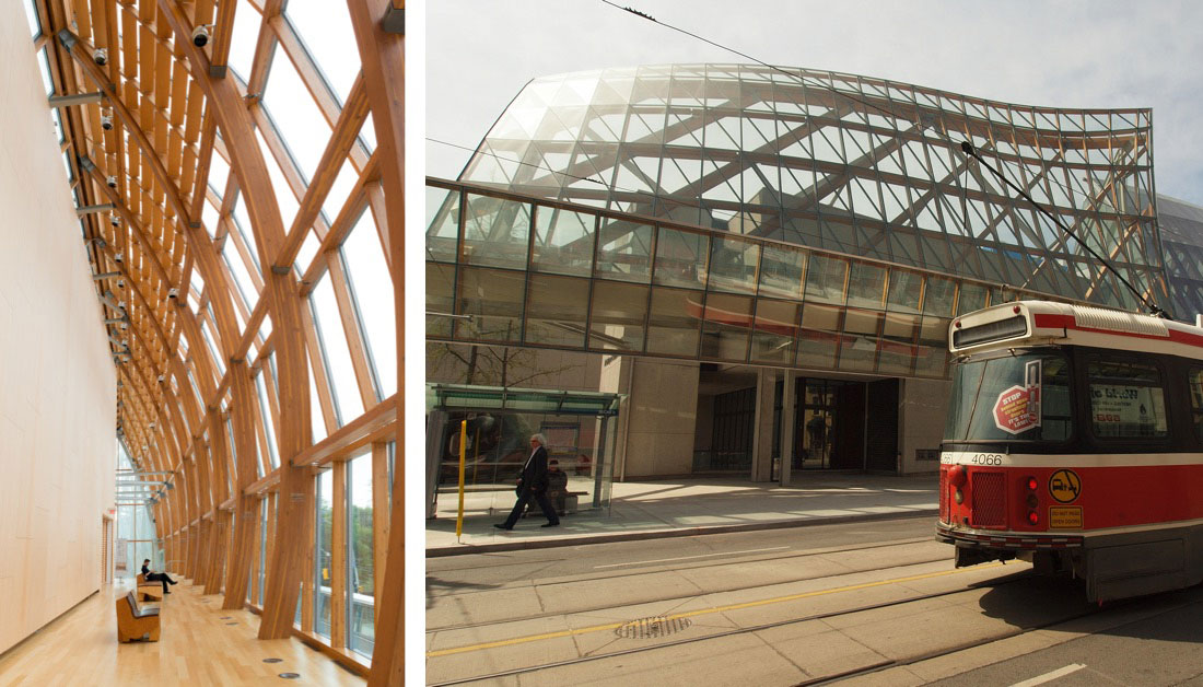 Interior and exterior view of the Art Gallery of Ontatio
