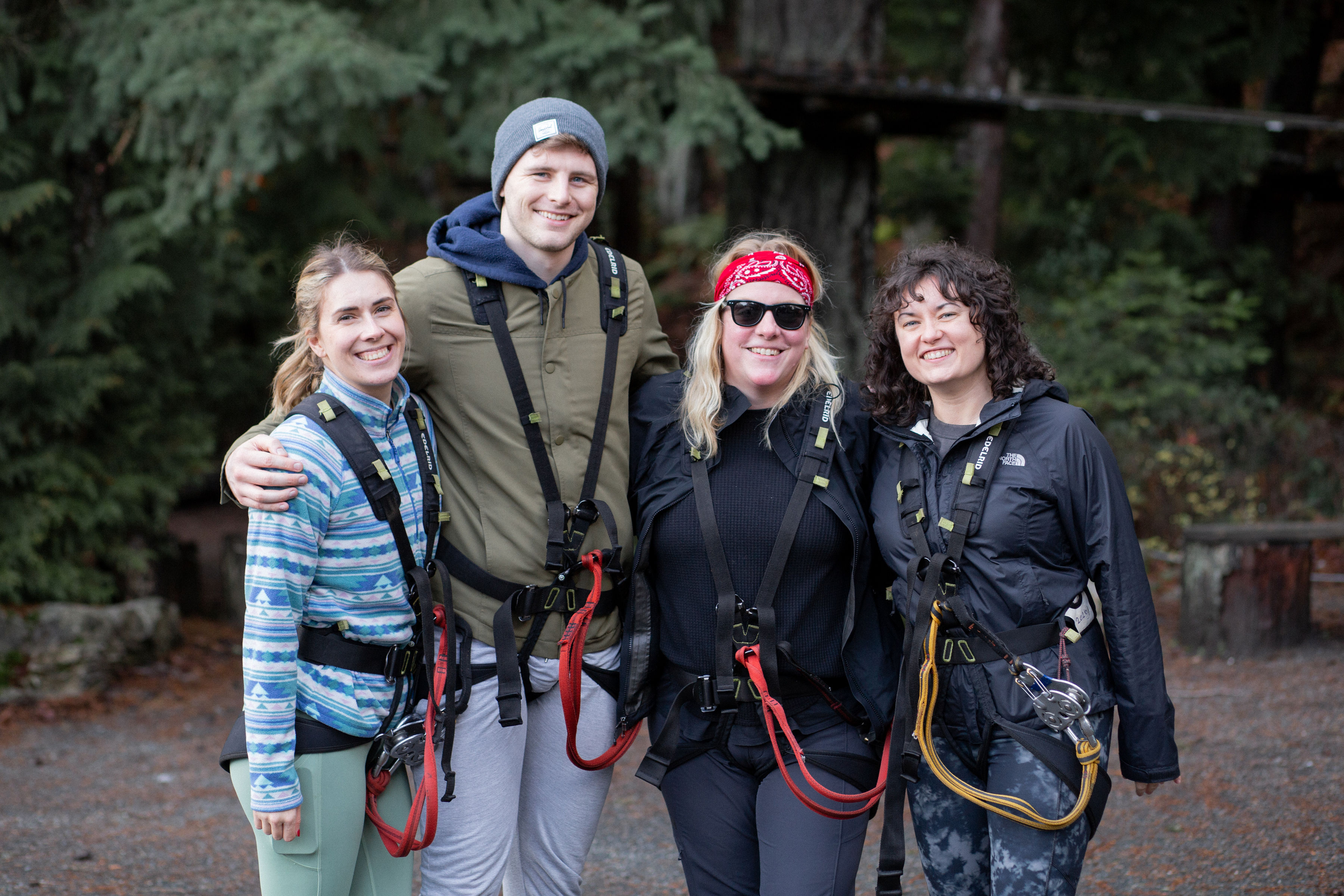 Fresh Tracks Canada staff getting ready to do an adventure course