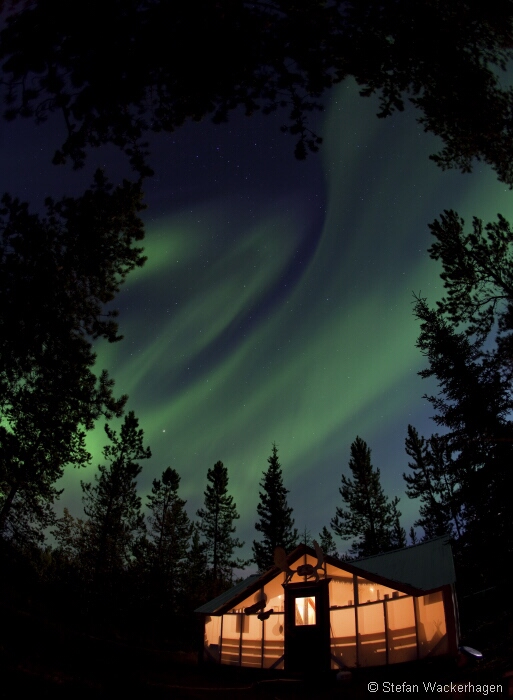 Cabin at night in Whitehorse