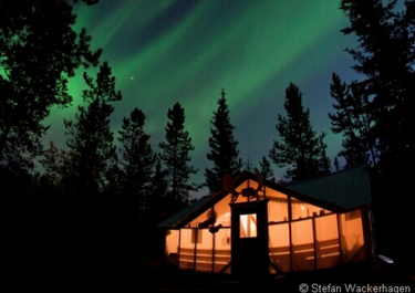 Cabin at night in Whitehorse