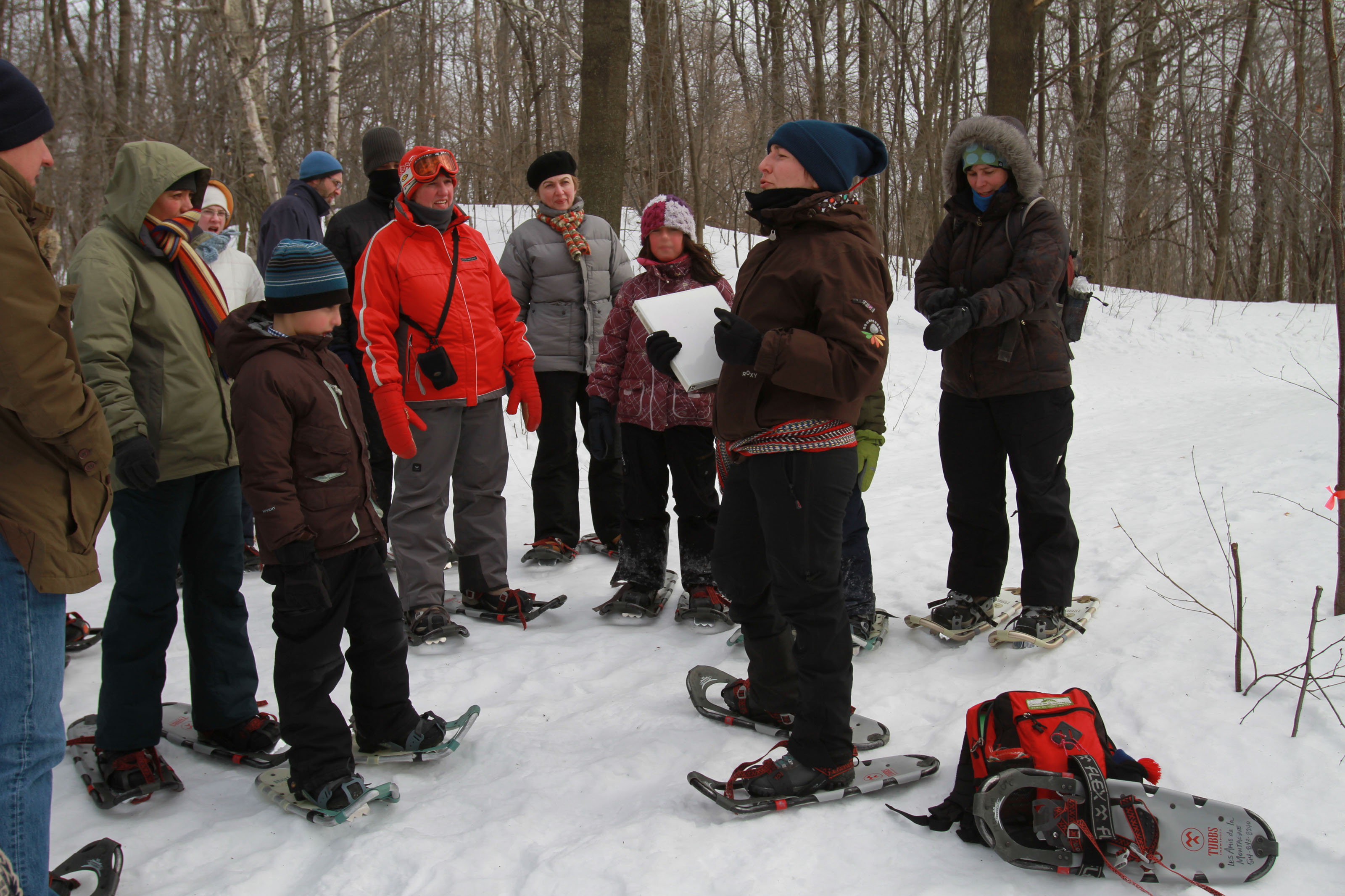 A guided snowshoe on the Mount Royal