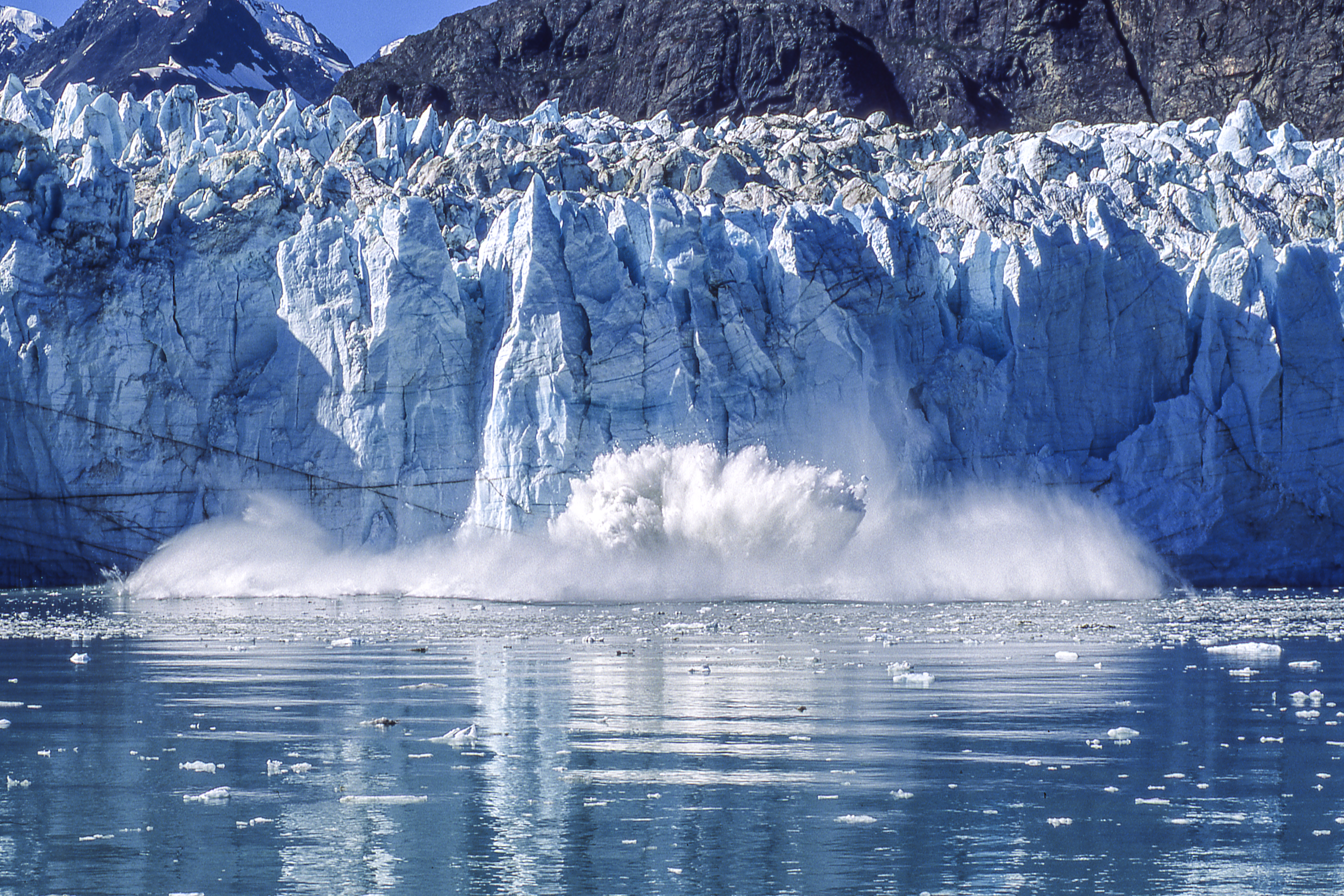 A glacier breaking off in Glacier Bay National Park