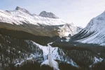 Aerial view of the Icefields Parkway mountains