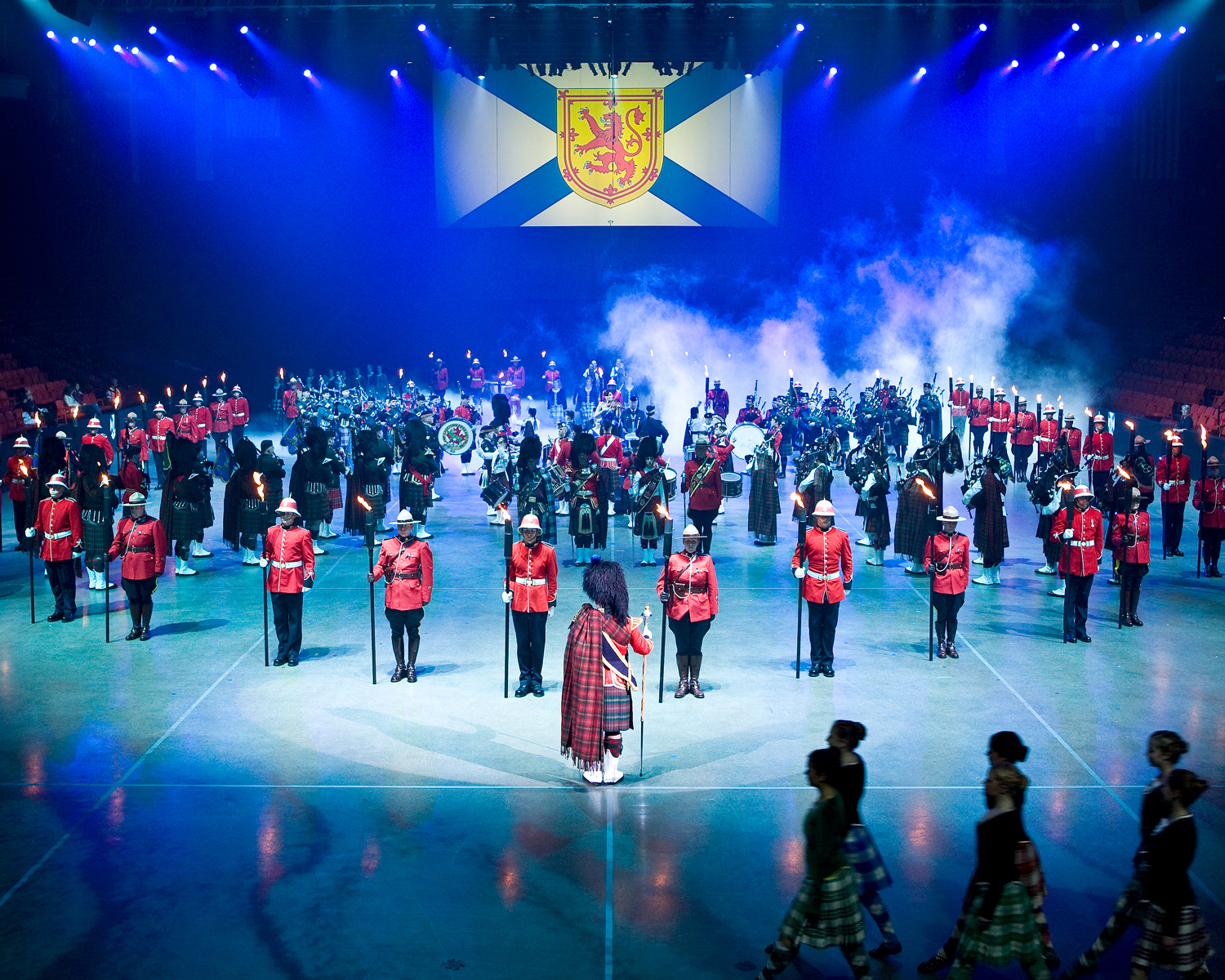 A performance at the Royal Nova Scotia International Tattoo featuring military and highland performers
