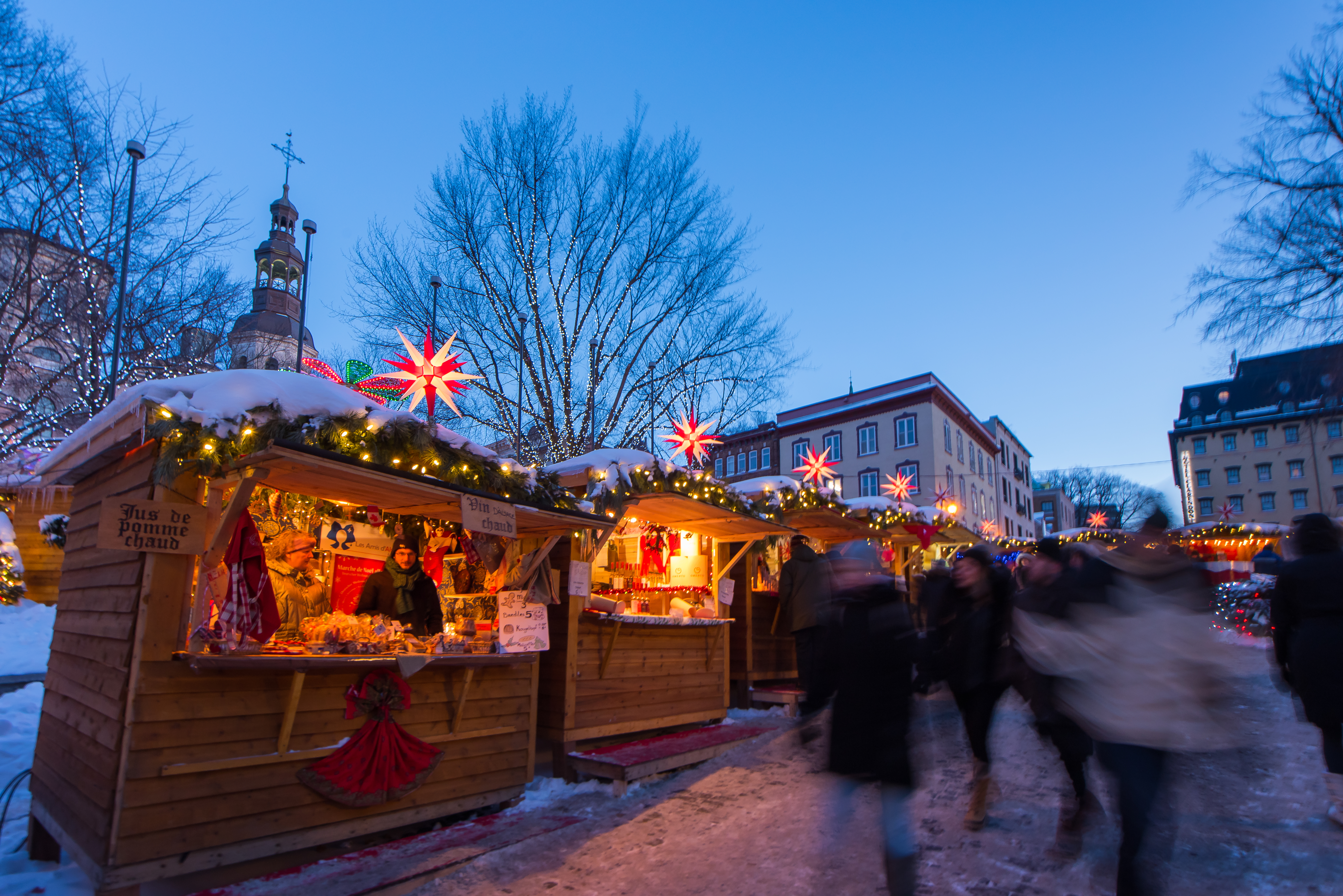 Christmas market in Quebec City in winter time