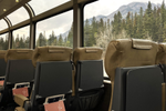 Seats next to large windows in SilverLeaf on Rocky Mountaineer