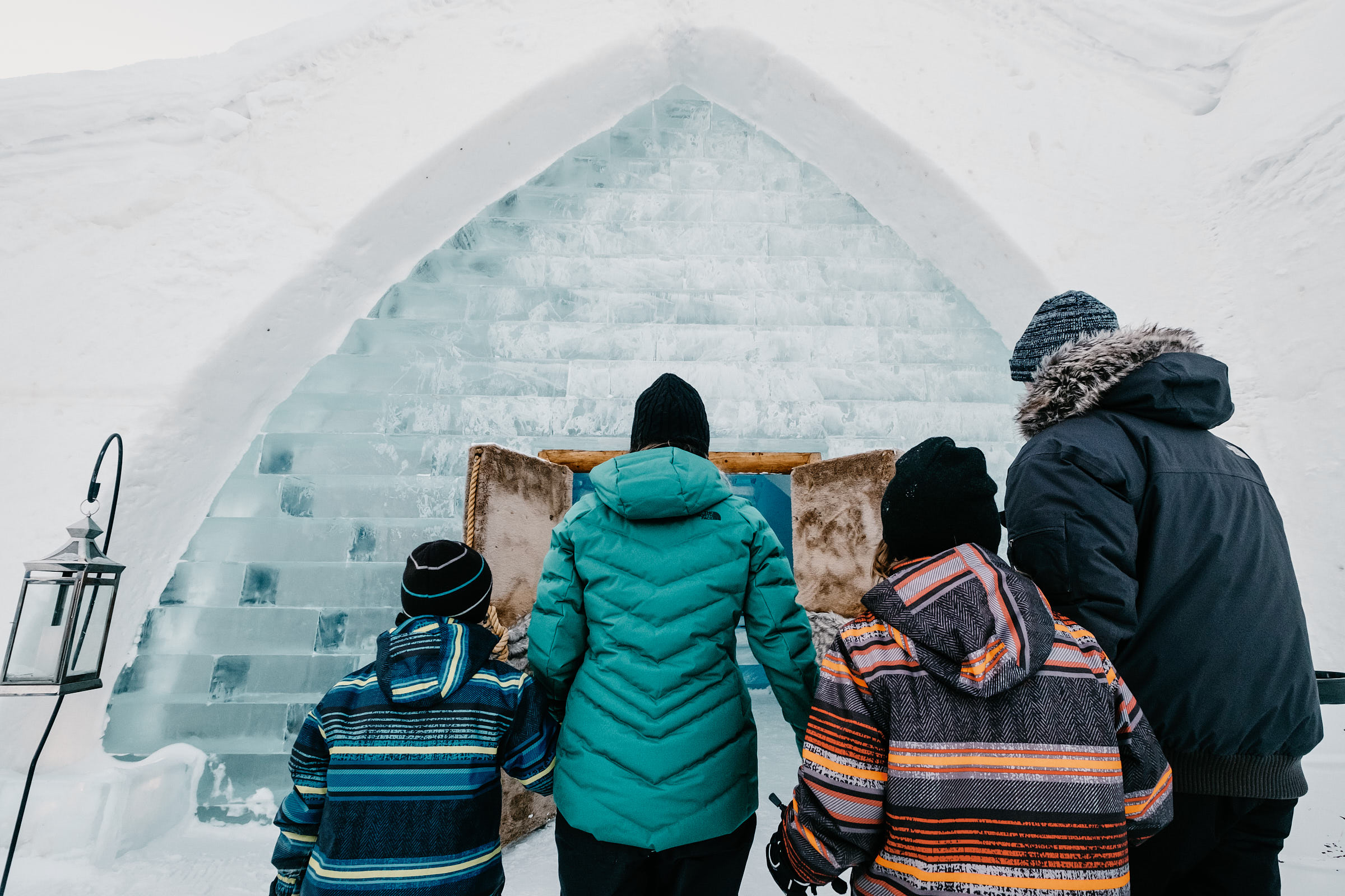 Family at the Ice Hotel at Village Vacances Valcartier