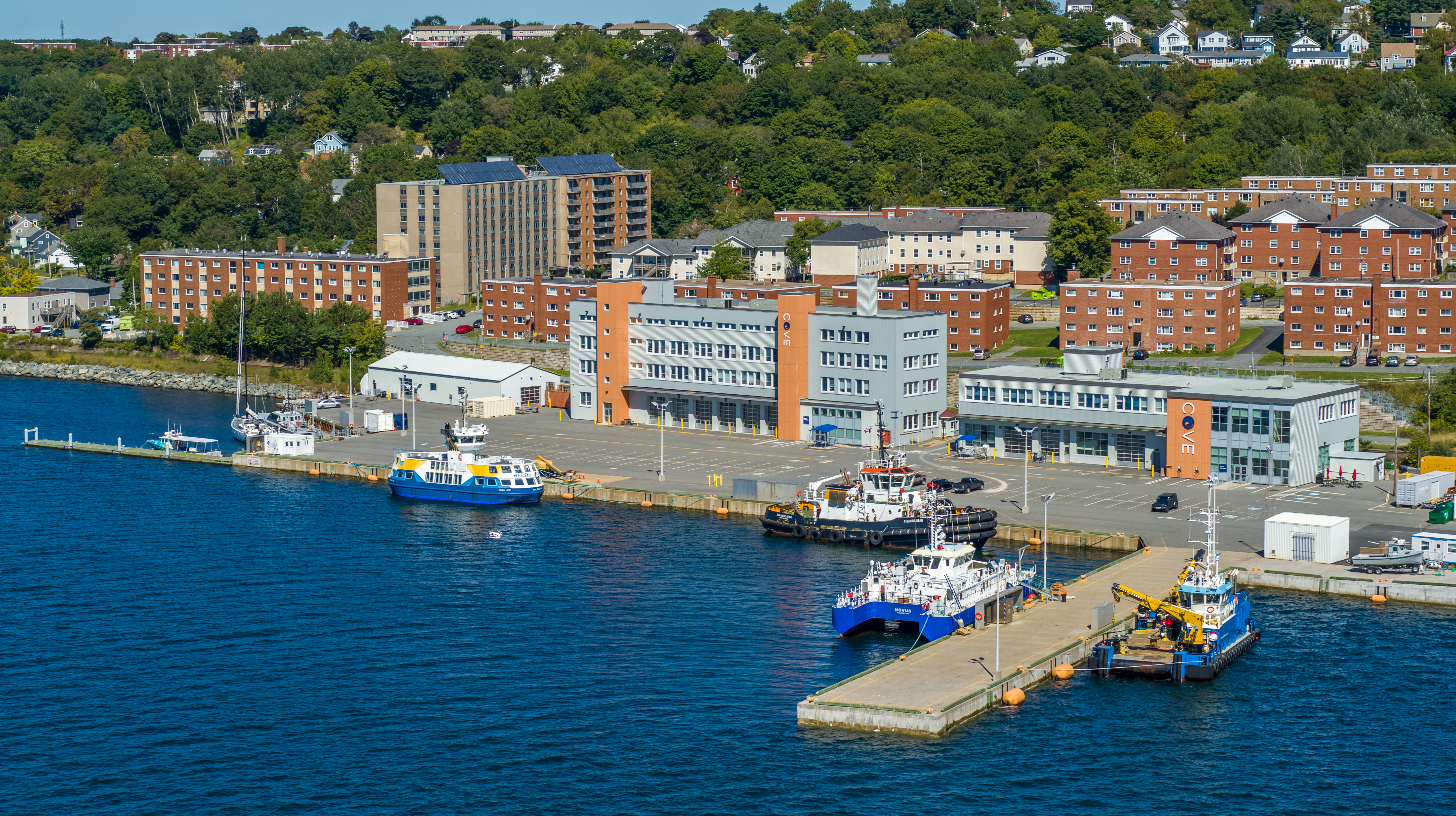 Transit ferries stationed near Dartmouth Cove
