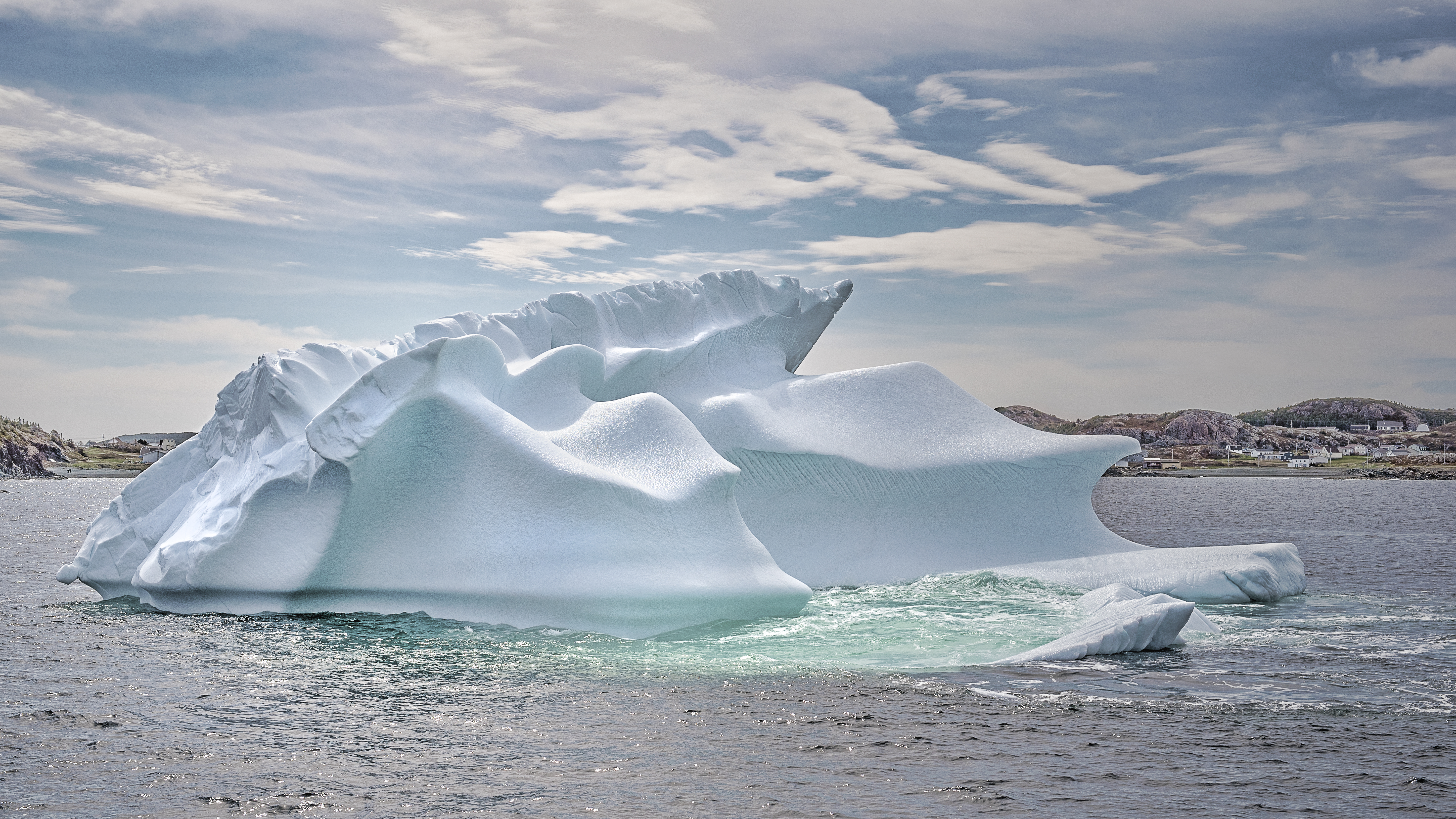 Close up of an iceberg with curved edges  