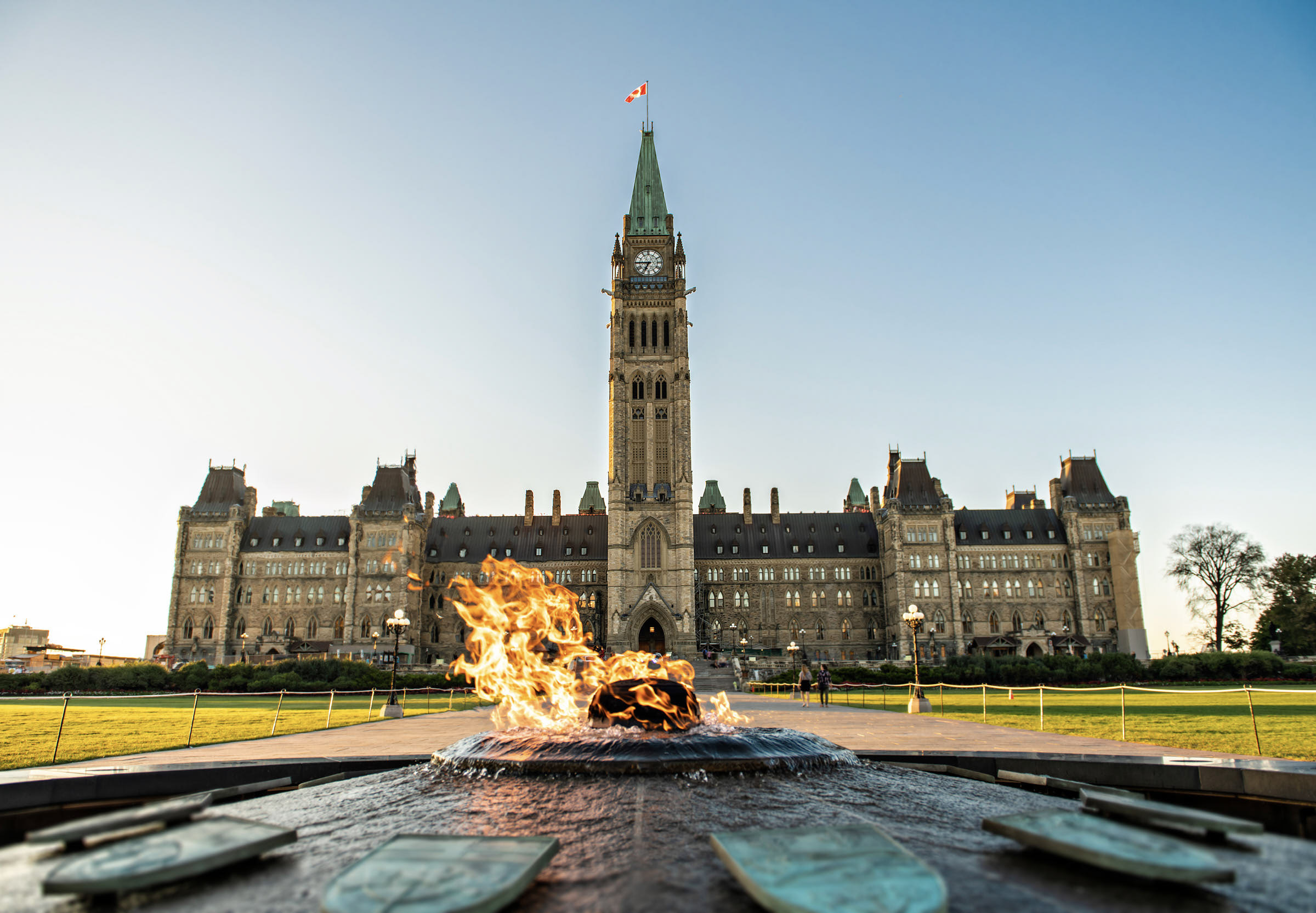 The Center Block and the Peace Tower in Parliament Hill at Ottawa in Canada