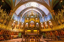 Interior wide image of Notre Dame de Montreal cathedral