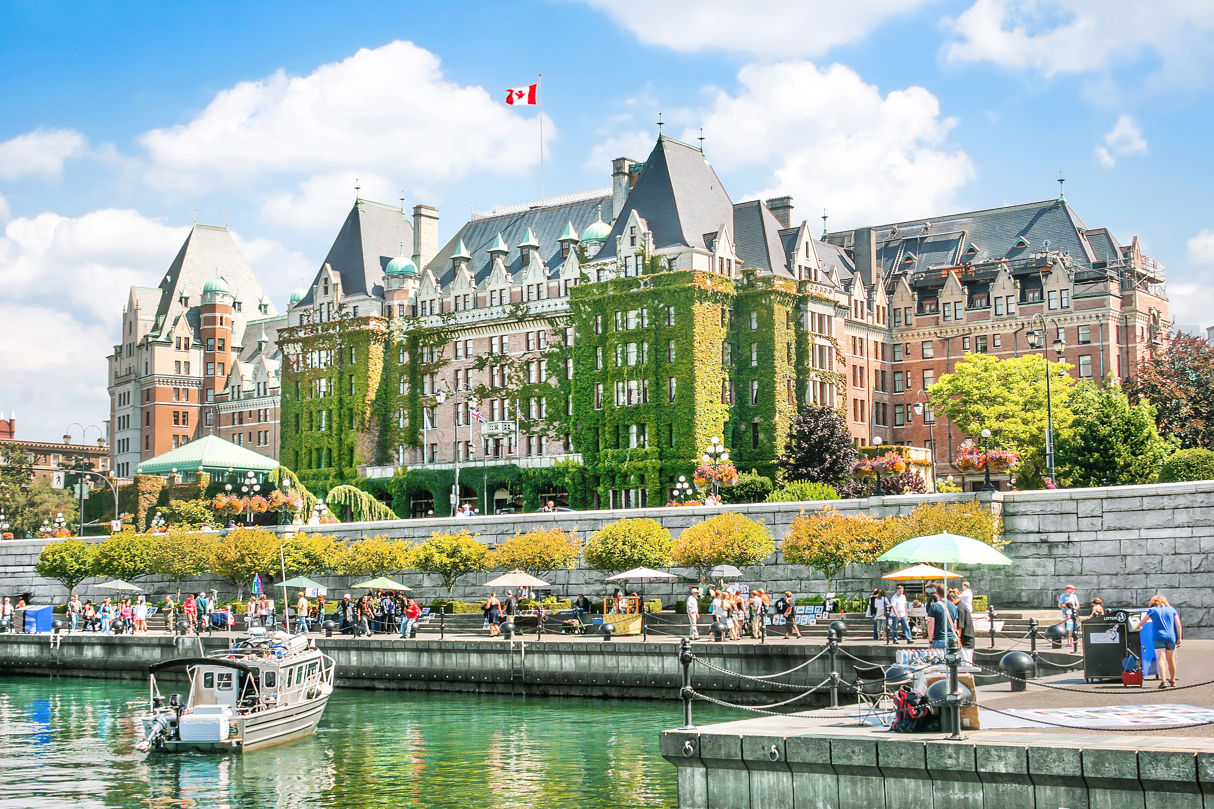 View of inner harbour and Fairmont Empress hotel in Victoria