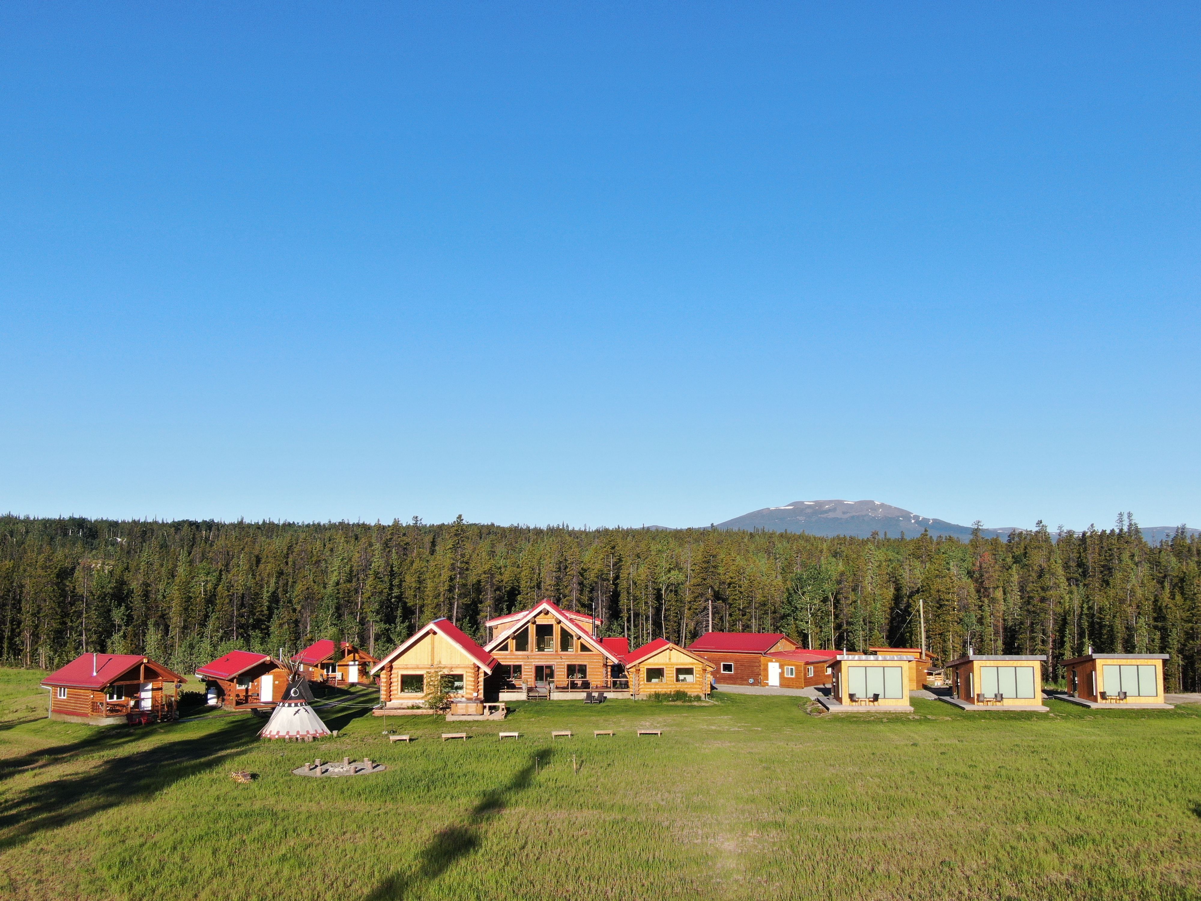 Rustic remote cabin lodge in Whitehorse Yukon in summer 