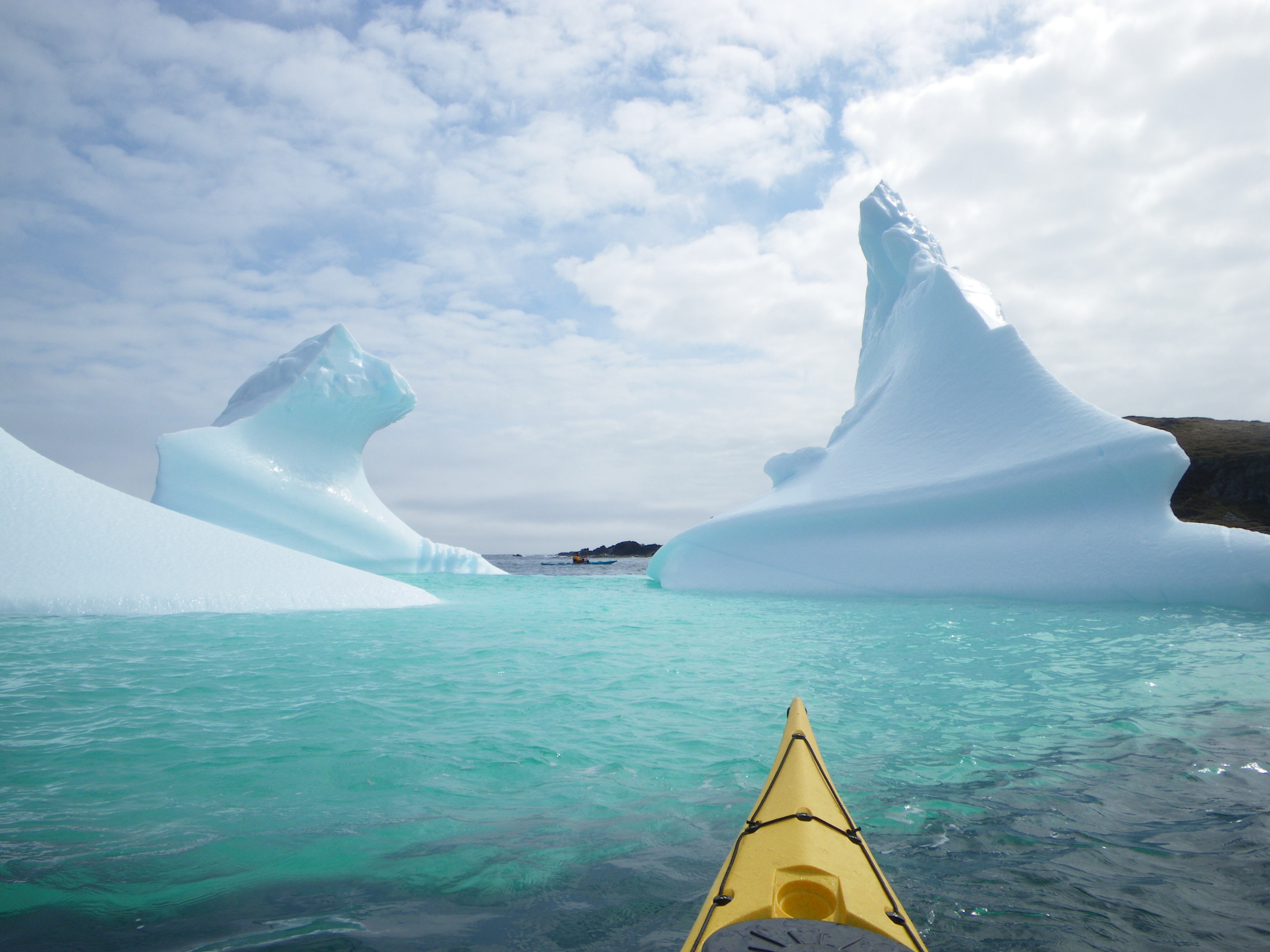 Icebergs floating in the ocean situated in the Northern tip of Newfoundland