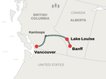 Map of First Passage to the West Rocky Mountaineer route