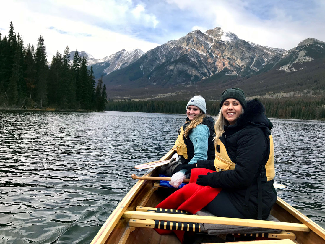 Paddling Pyramid Lake in Jasper National Park