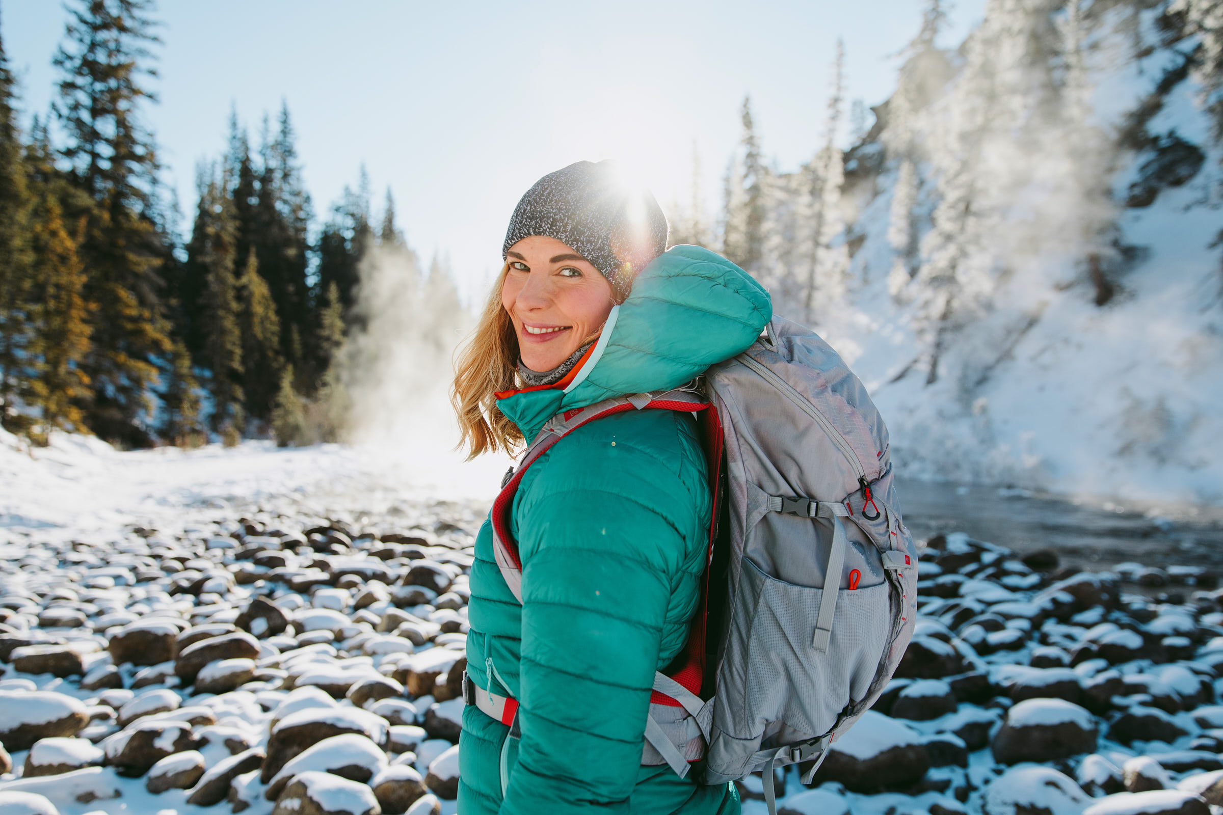 A woman on the Maligne Canyon ice walk in Jasper
