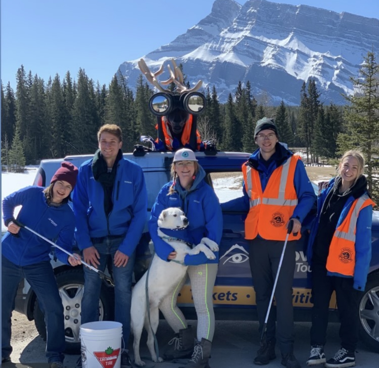 Discover Banff Tours doing a litter cleanup during the summer