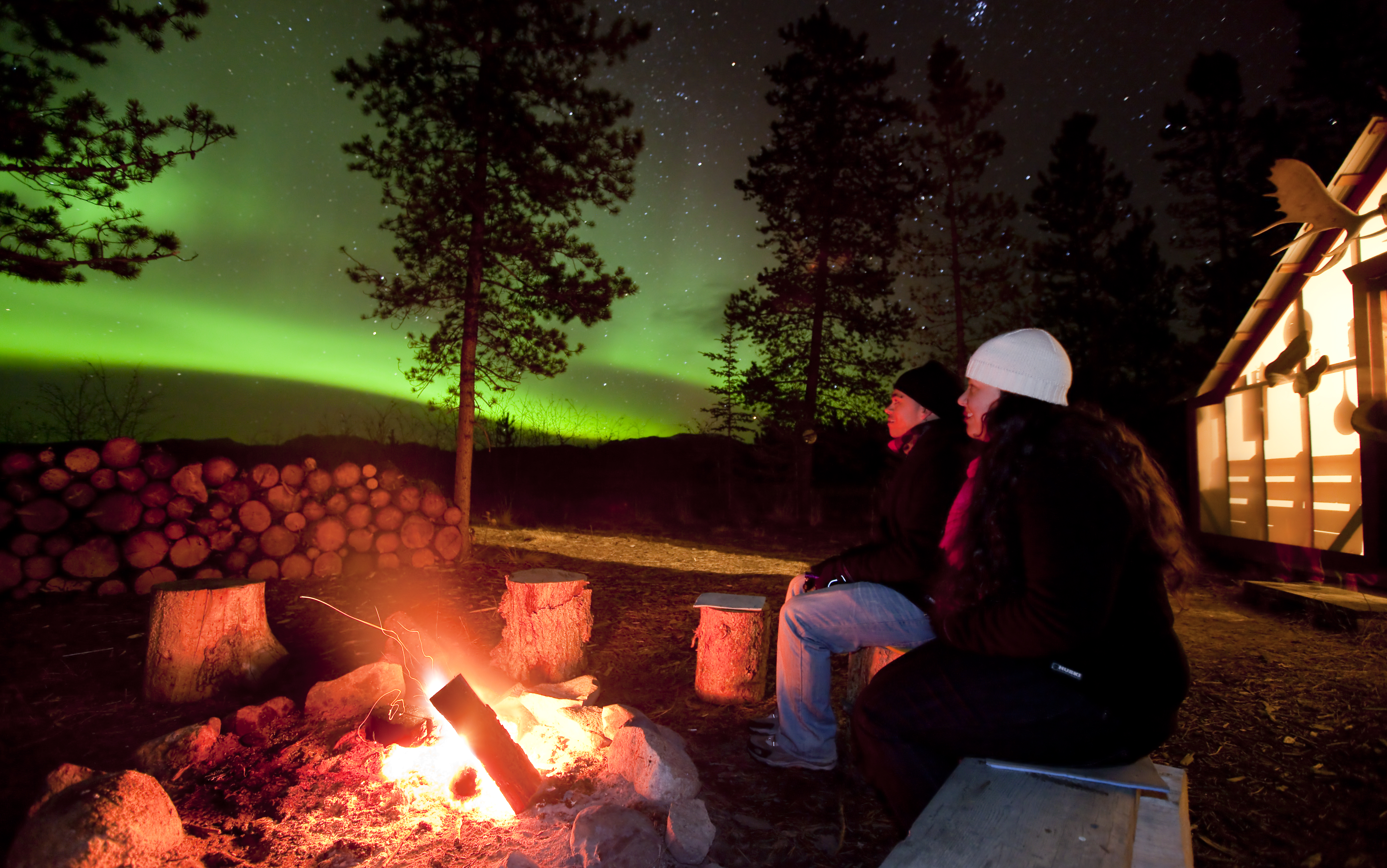 Northern Lights Cabin Viewing Fall Yukon