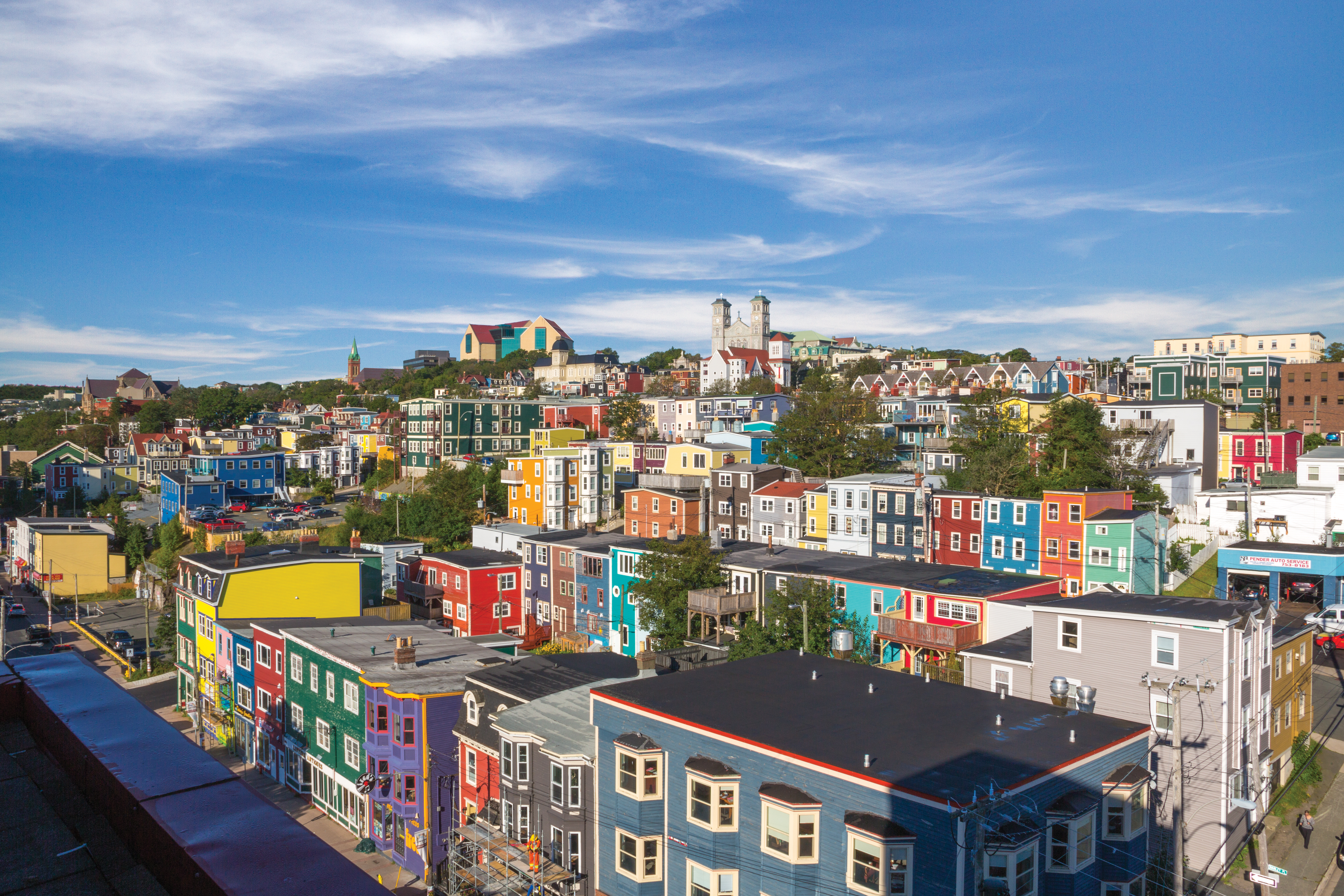 St. John's cityscape including Jellybean row