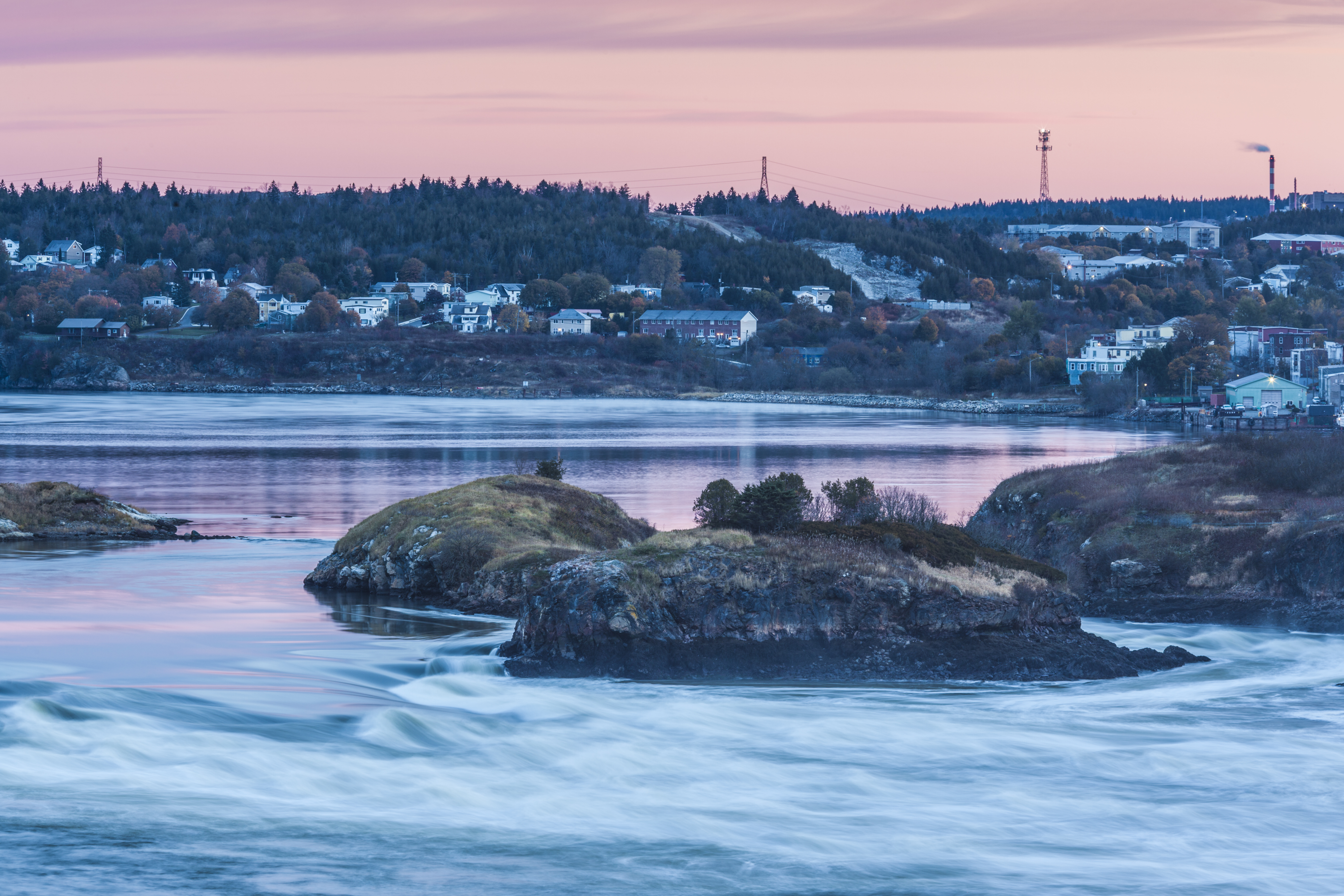 Water courses in Reversing Falls Rapids river in Saint John, New Brunswick