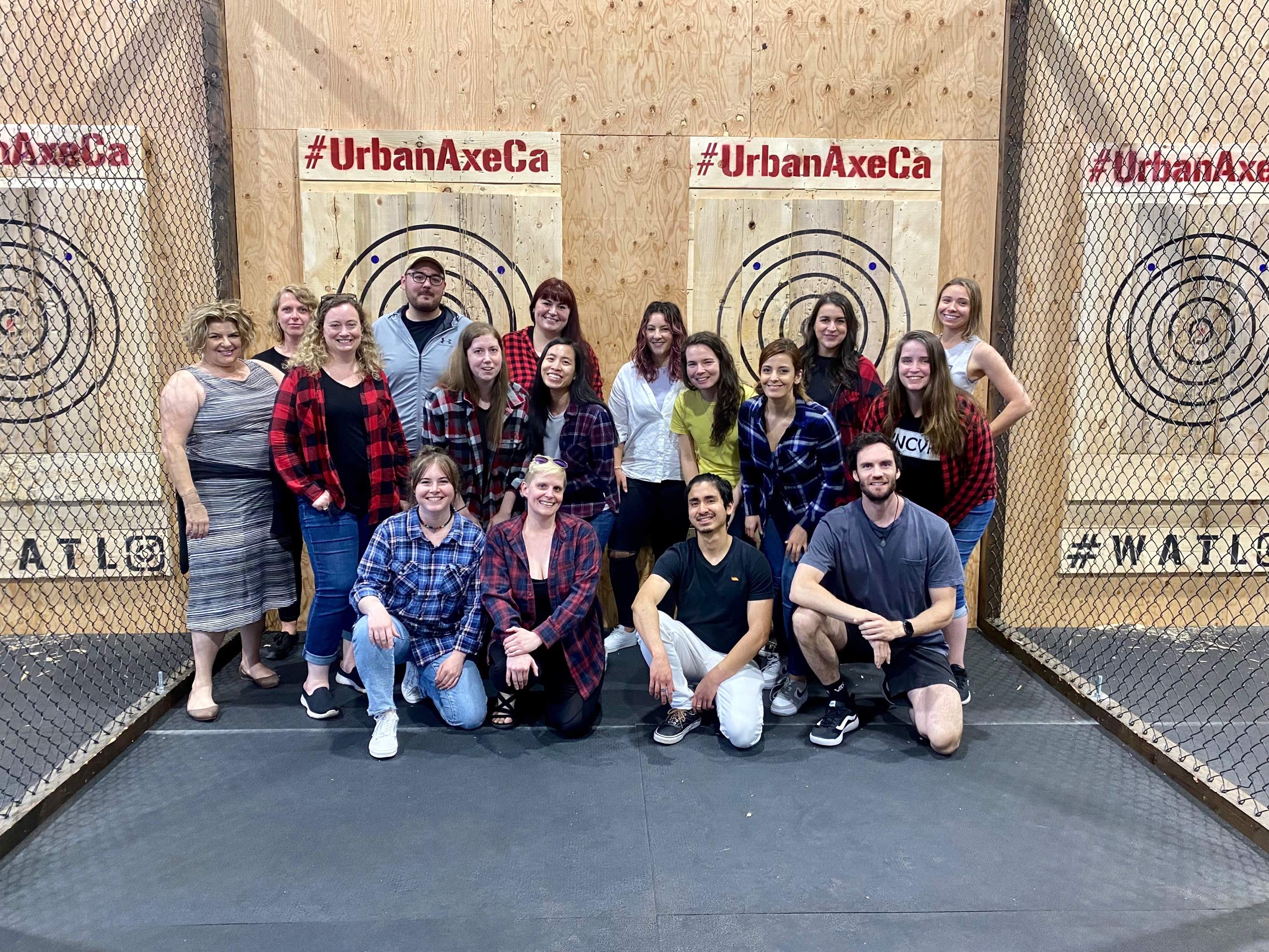 Legendary Hospitality team on a team axe throwing event