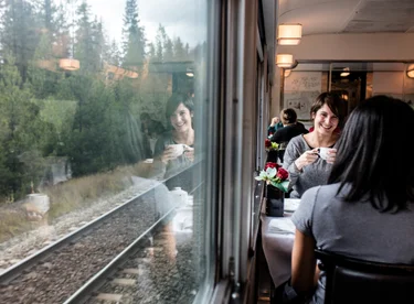 Scenic views from the dining car on The Canadian train