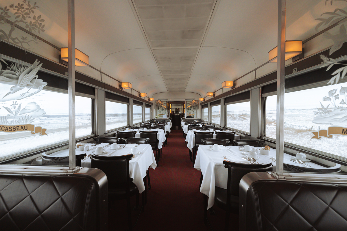 Elegant VIA Rail Dining Car for Sleeper Plus passengers