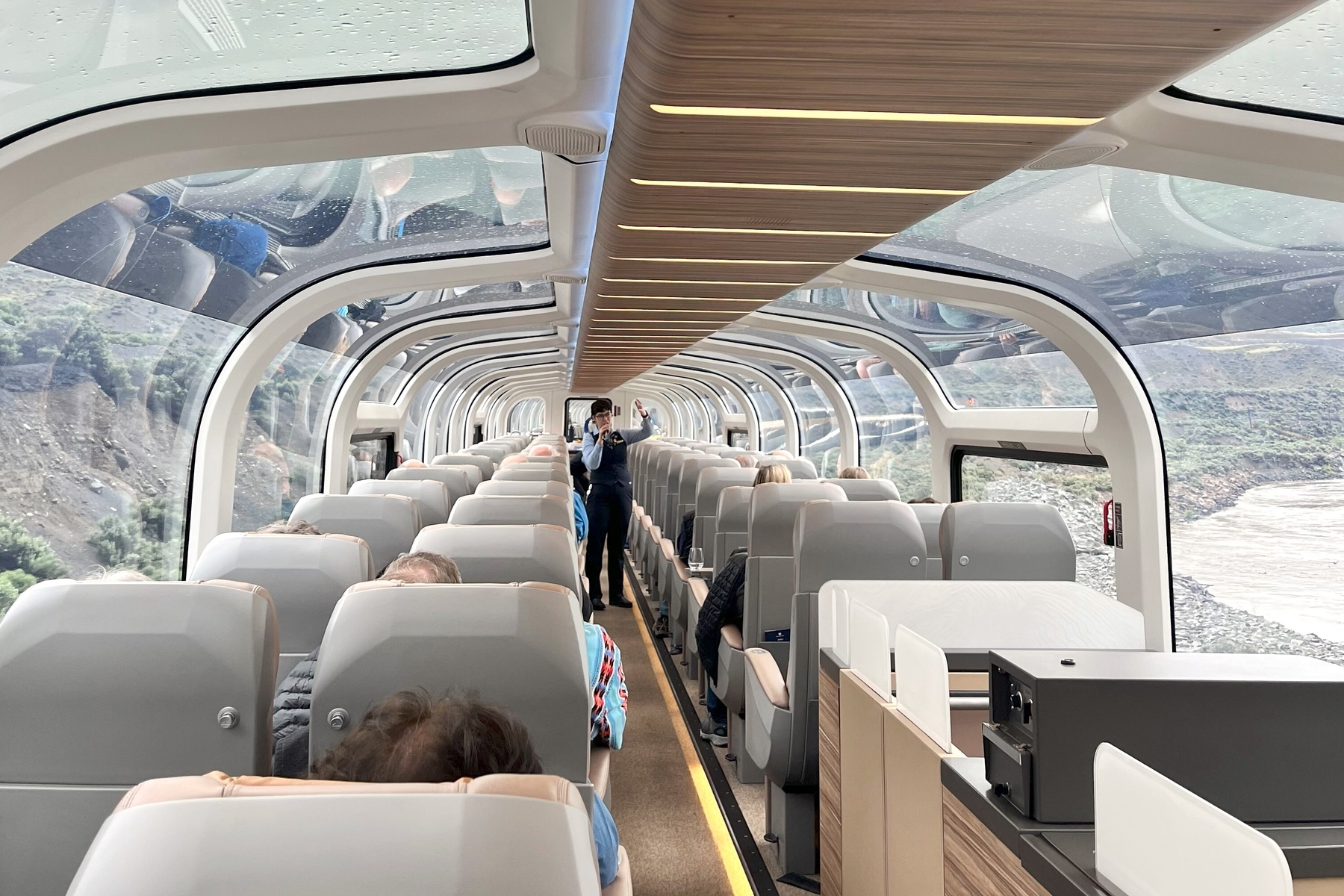 Interior view of GoldLeaf coach on Rocky Mountaineer train