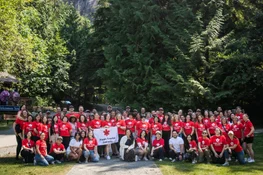 The Fresh Tracks Canada staff taking a photo near Shannon Falls on the Sea to Sky Highway
