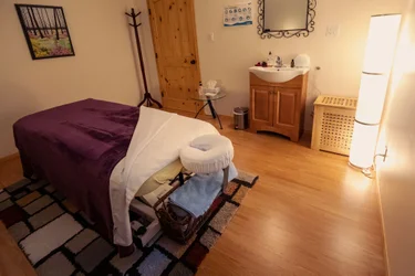 Standard Massage room with dim lighting at the Northern Lights Resort and Spa in the Yukon
