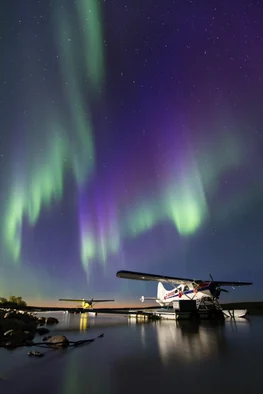 Dehcho Fort Simpson Float Plane Aurora Fall