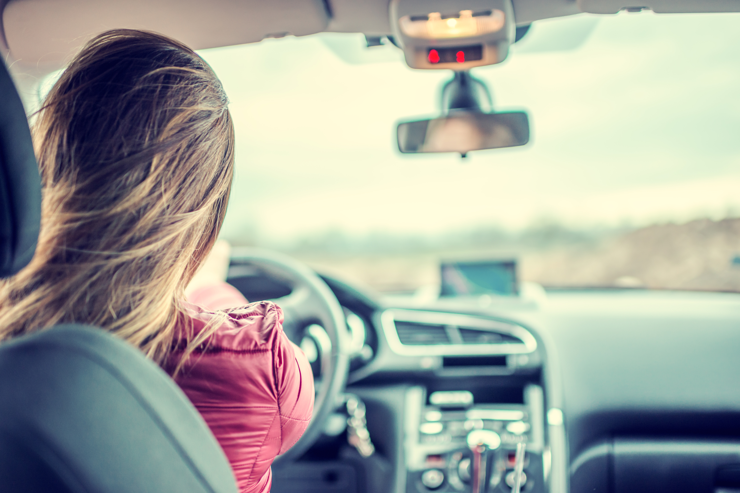 woman driving car, car interior