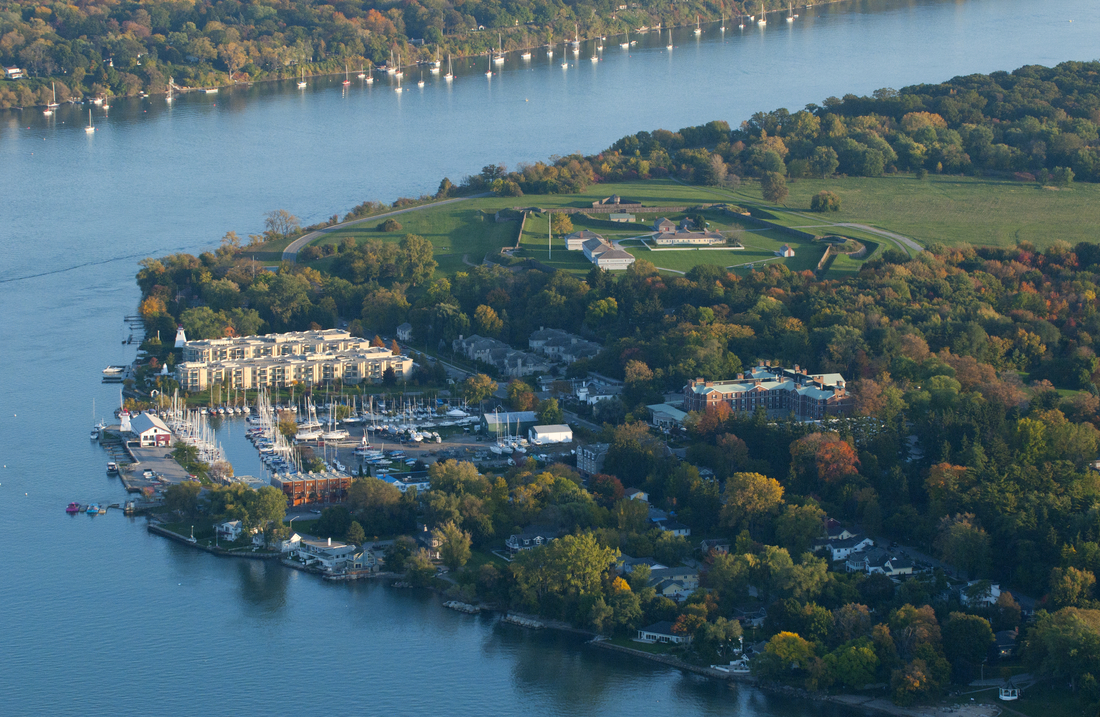 View of Fort George with fall foliage.