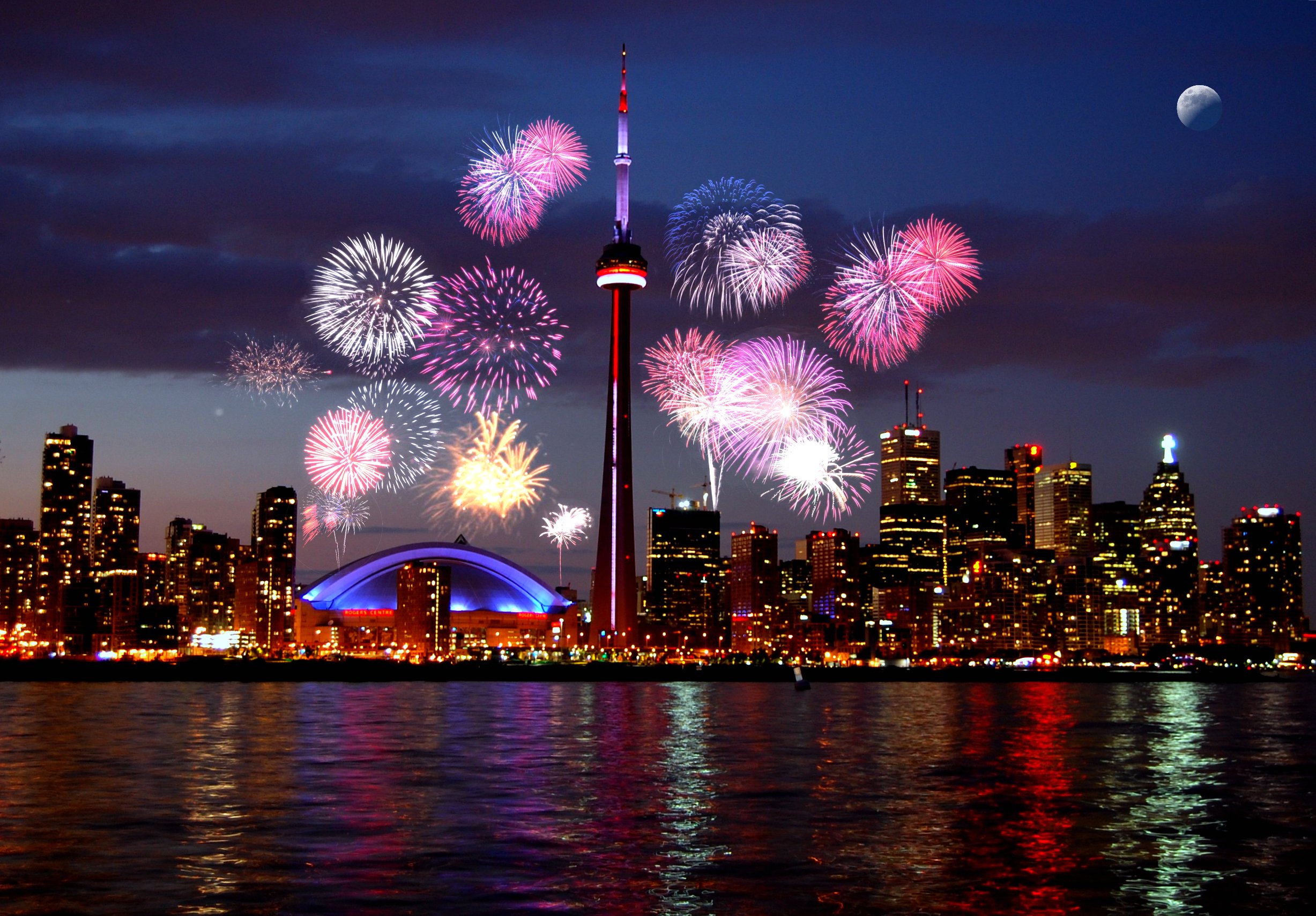 Toronto skyline at night, cavalcade of lights festival