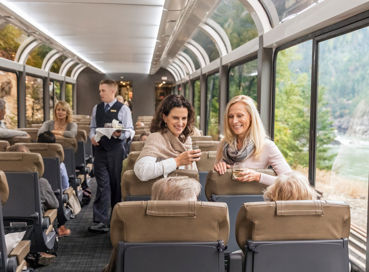 Socializing over drinks on the Rocky Mountaineer