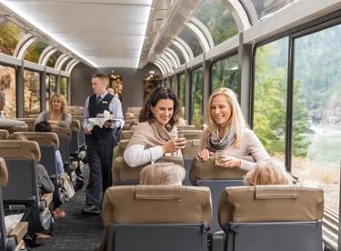 Socializing over drinks on the Rocky Mountaineer