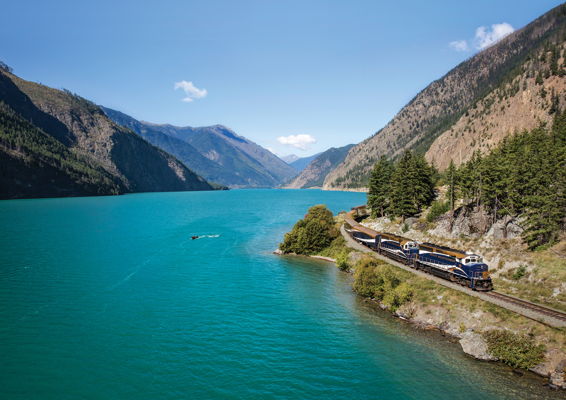 The Rocky Mountaineer travels past Seton Lake on the Rainforest To Gold Rush Route.