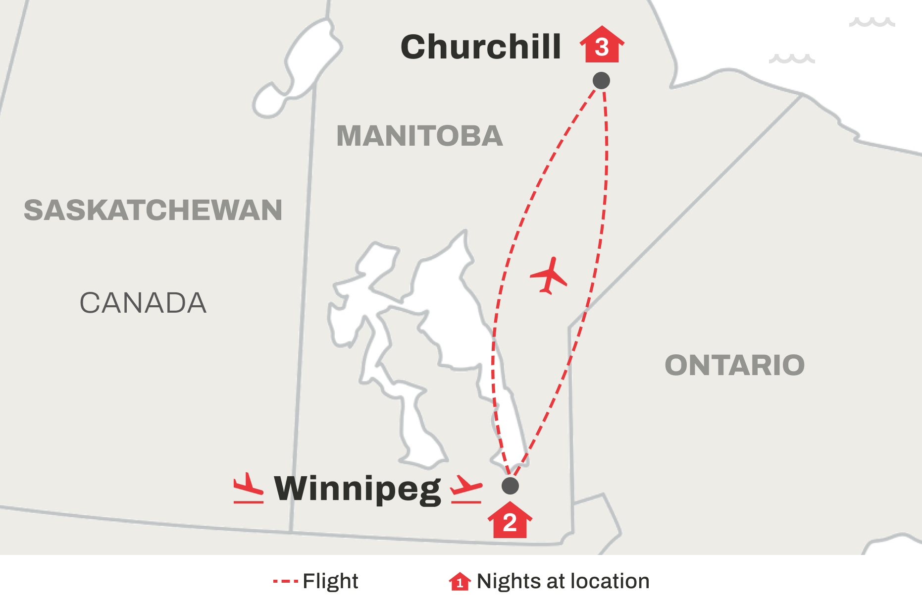 Churchill Belugas and Bears Summer Adventure - Map