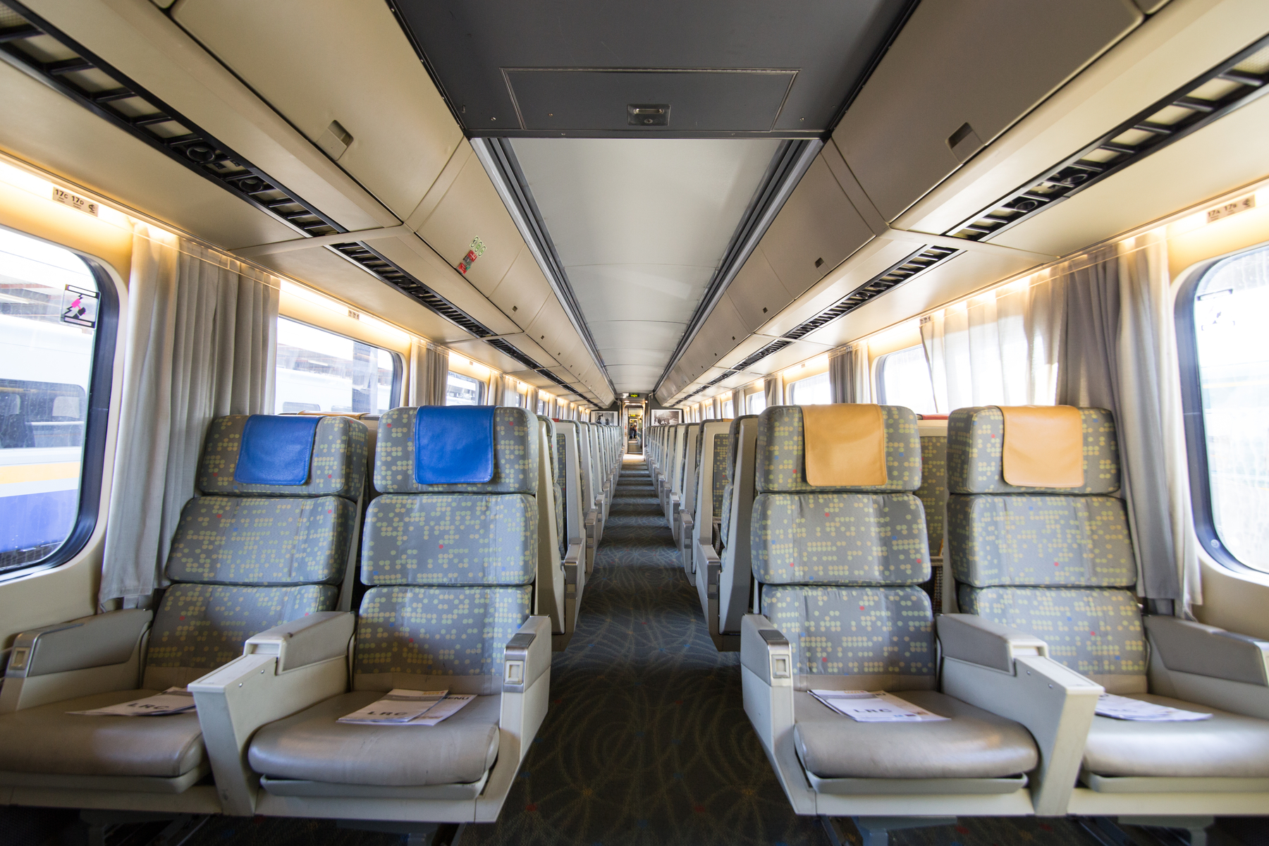 Economy class seating on a VIA Rail train across Canada