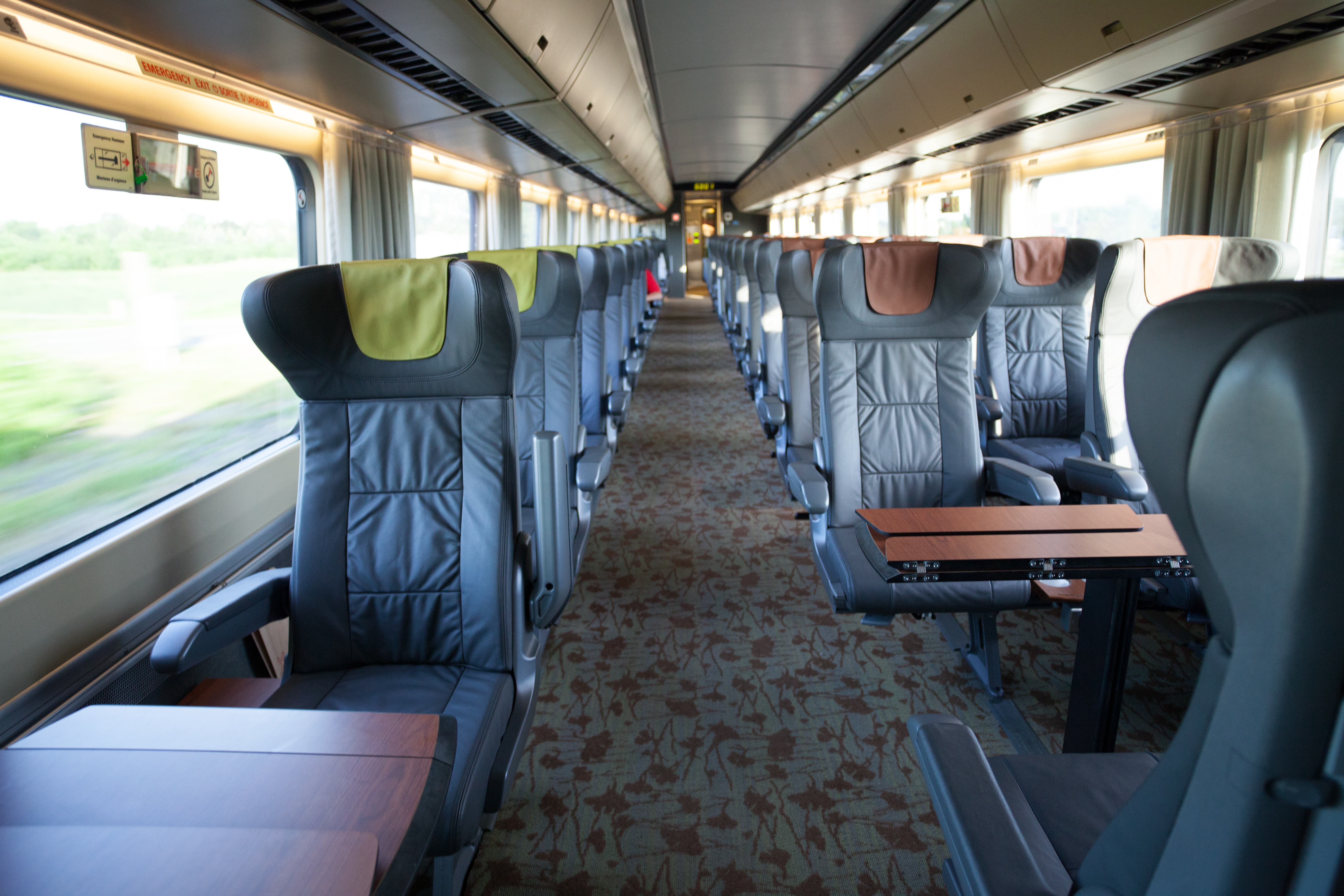 Interior of the business class car on VIA Rail's Corridor route in Eastern Canada