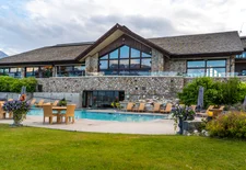 The outdoor pool at the Fairmont Spa in Jasper