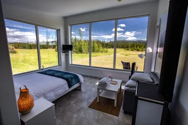 modern cabin view within remote resort whitehorse yukon