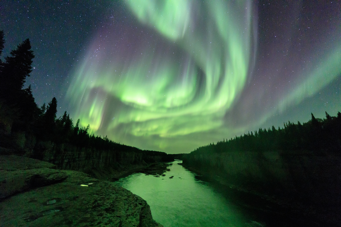 Northern Lights over the Hay River in the Northwest Territories, Canada