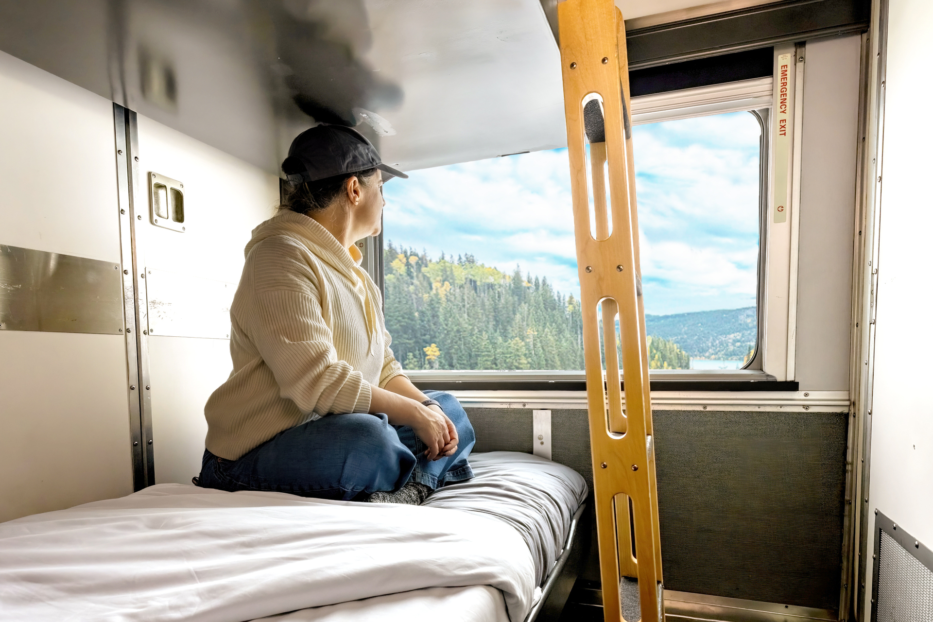 Overnight sleeper train experience cabin for 2 with beds