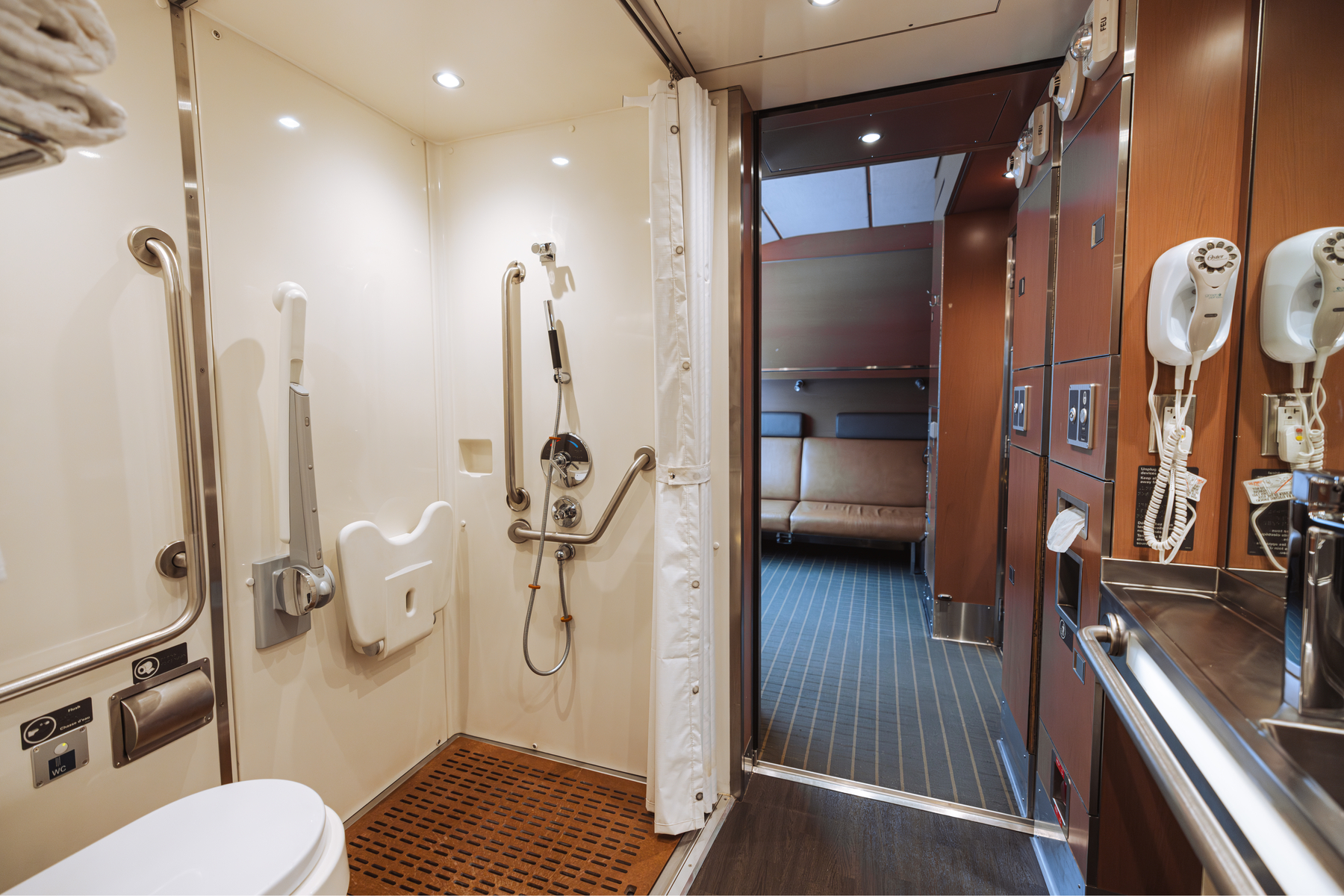 Accessible Prestige class sleeper cabin with washroom on VIA Rail The Canadian train