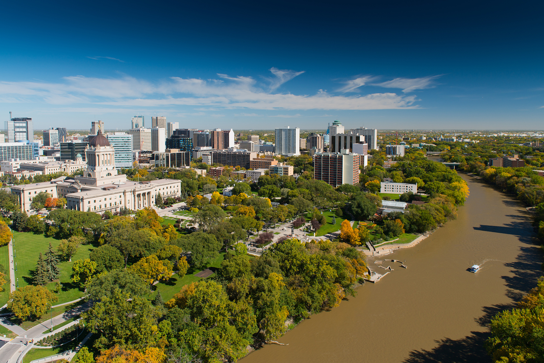 Manitoba Legislative Building and Winnipeg skyline