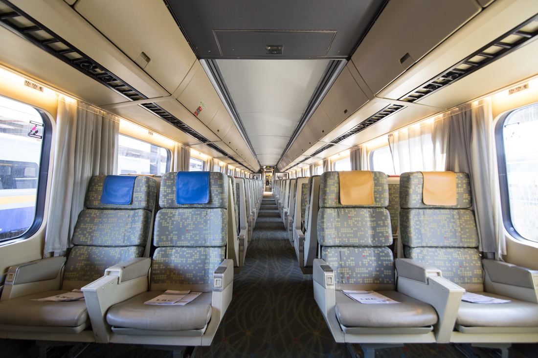 Economy class seating on a VIA Rail train