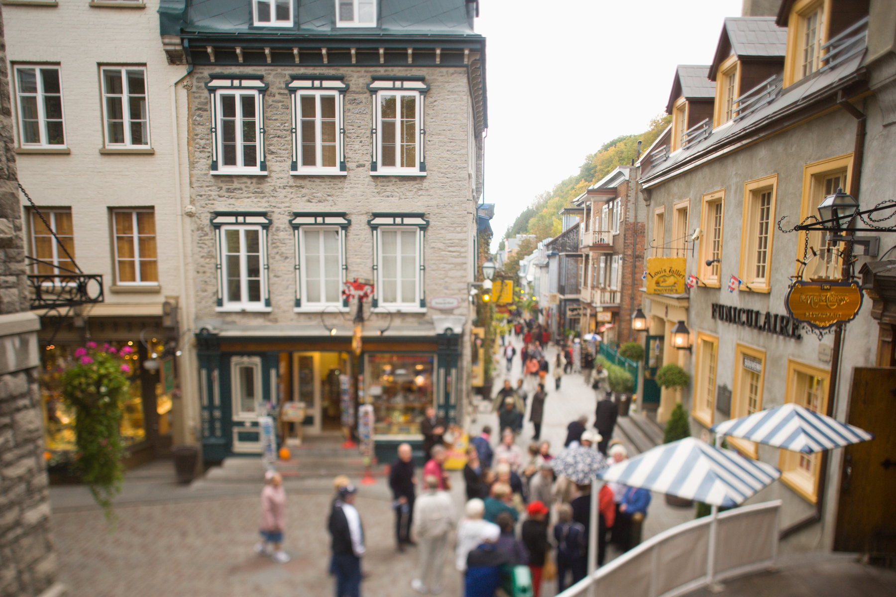 Group of tourists exploring Petit-Champlain Street 