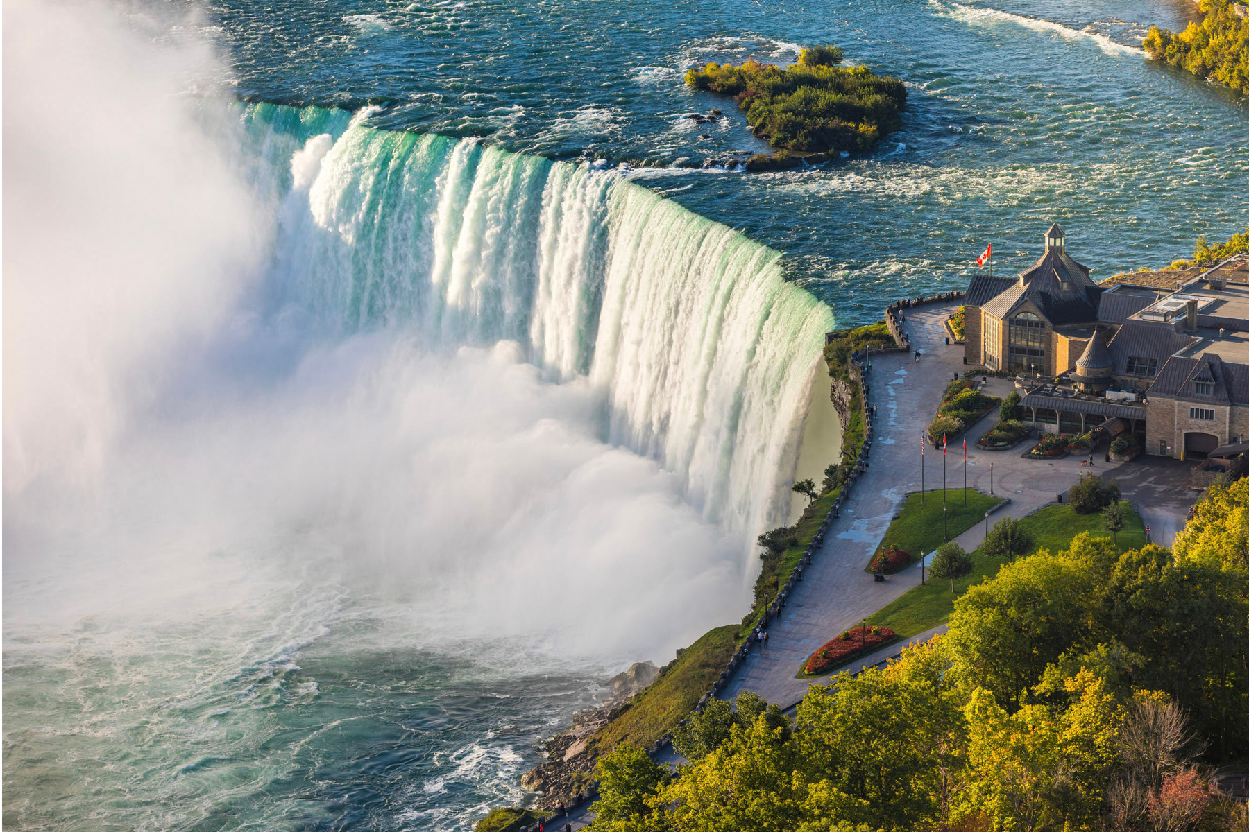 Aerial view of Niagara Falls in the summer